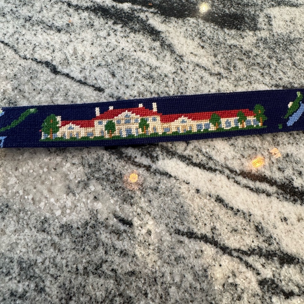 Men's Needlepoint Belt with Scenic Design